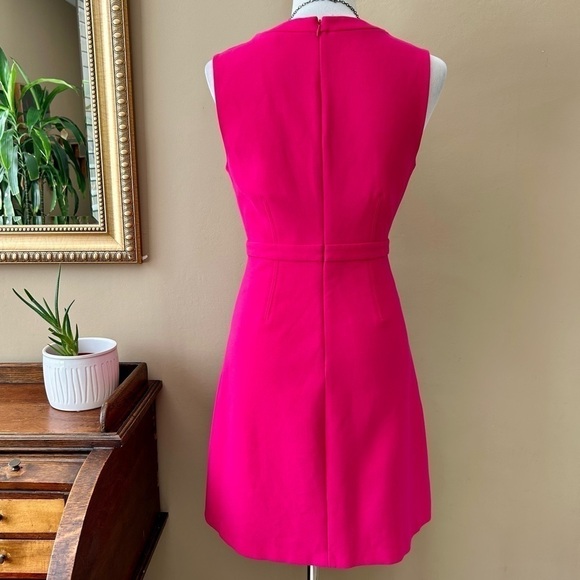 Diane von Furstenberg DVF Hot Pink Fleur Sleeveless Mini Dress Split Neck Size 6 - Picture 6 of 10